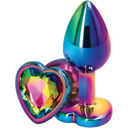Rear Assets Plug Anal Mediano Multicolor con Gema en Forma de Corazón | Metálico, Elegante y Estimulante – Nsnovelties