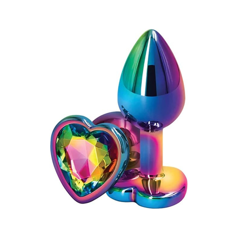 Rear Assets Plug Anal Mediano Multicolor con Gema en Forma de Corazón | Metálico, Elegante y Estimulante – Nsnovelties