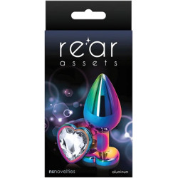 Rear Assets Plug Anal Mediano Multicolor con Gema en Forma de Corazón | Metálico, Elegante y Estimulante – Nsnovelties