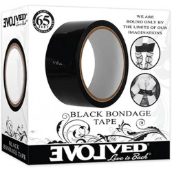 Bondage Black Tape 65 ft. Evolved | Cinta Erótica Sin Adhesivo, Reutilizable y Versátil