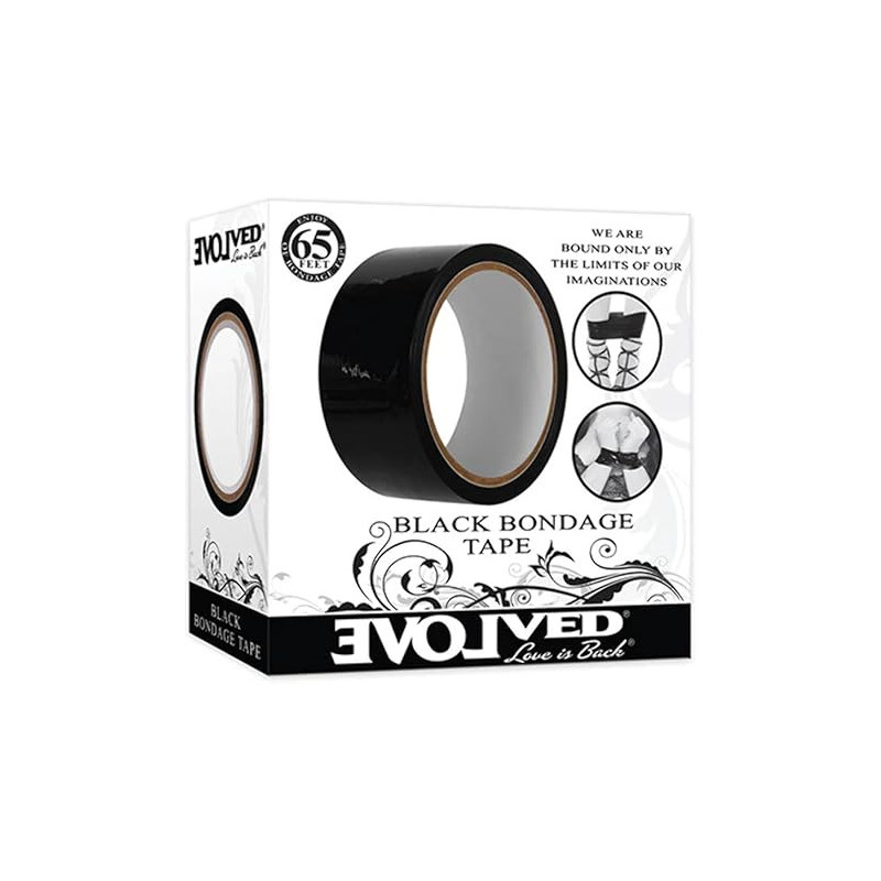 Bondage Black Tape 65 ft. Evolved | Cinta Erótica Sin Adhesivo, Reutilizable y Versátil