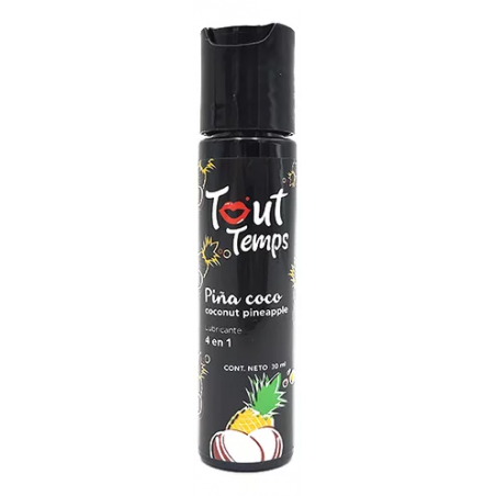 Lubricante Tout Temps 4 en 1 Piña Coco 30 ml | Comestible, Besable, Masaje y Lubricación