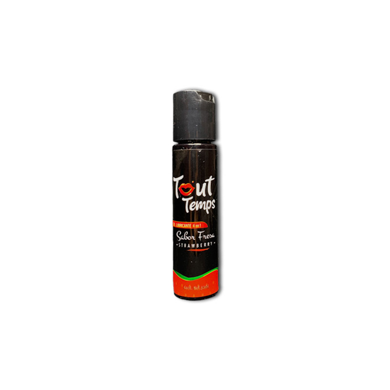 Lubricante Tout Temps 4 en 1 Fresa 30 ml | Comestible, Besable, Masaje y Lubricación Íntima