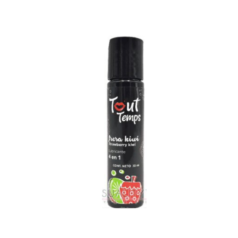Lubricante Tout Temps 4 en 1 Fresa Kiwi 30 ml | Comestible, Besable, Masaje y Lubricación Íntima