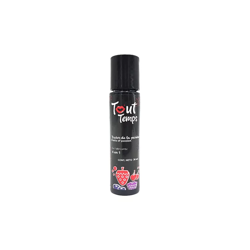 Lubricante Tout Temps 4 en 1 Frutos de la Pasión 30 ml | Comestible, Besable, Para Masaje y Lubricación Íntima