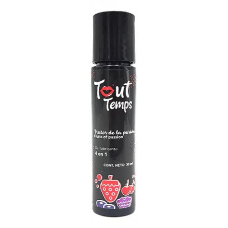 Lubricante Tout Temps 4 en 1 Frutos de la Pasión 30 ml | Comestible, Besable, Para Masaje y Lubricación Íntima