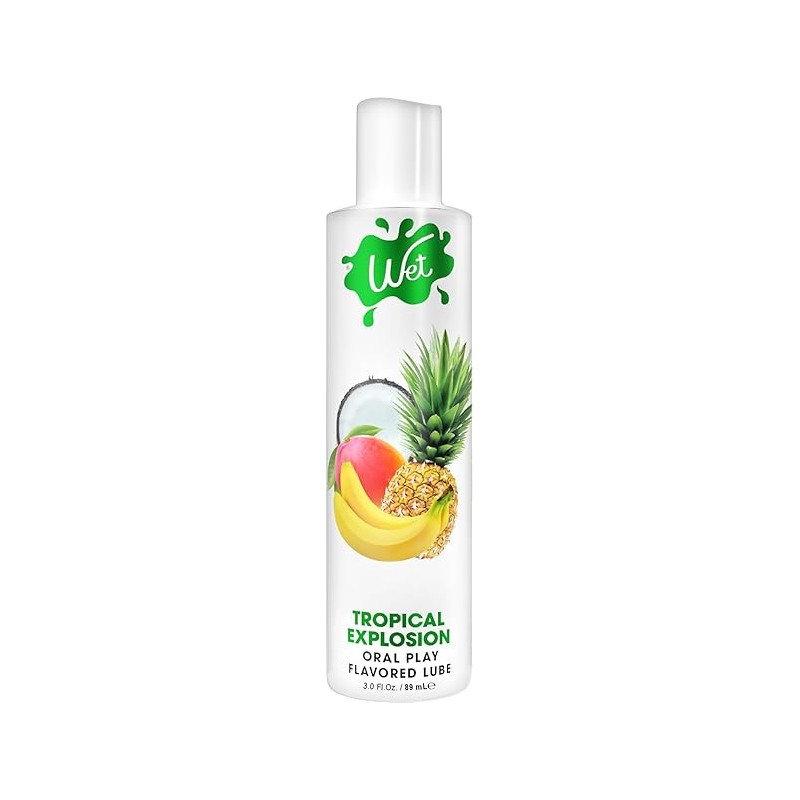 Lubricante Comestible Tropical Explosion 89 ml Wet | Base Agua, Sabor Exótico y Sedoso