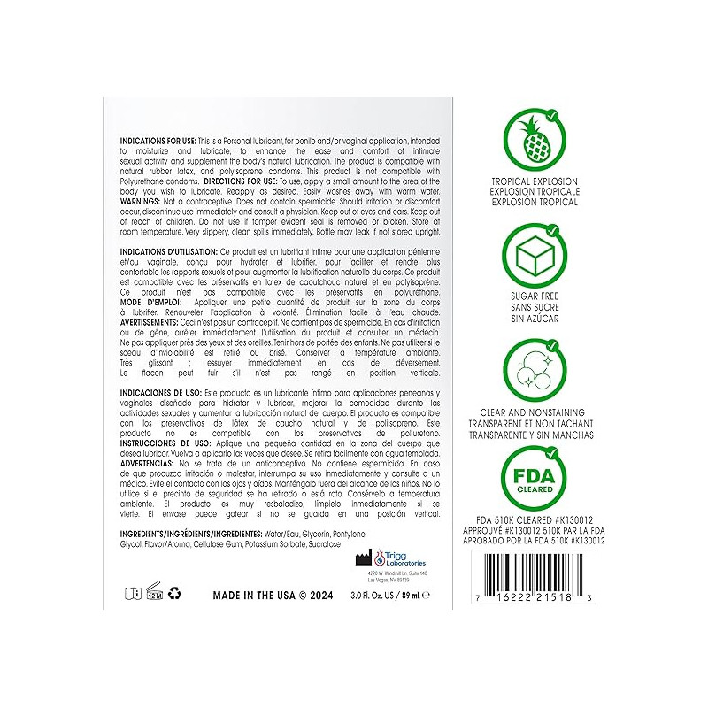 Lubricante Comestible Tropical Explosion 89 ml Wet | Base Agua, Sabor Exótico y Sedoso