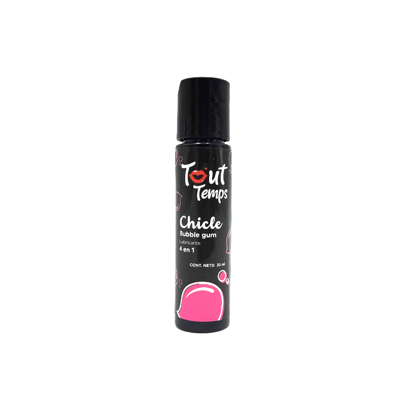 Lubricante Tout Temps 4 en 1 Chicle 30 ml | Comestible, Besable, Masaje y Lubricación Íntima