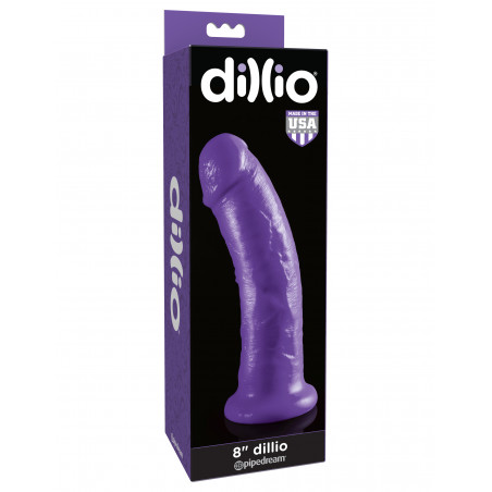 Consolador Dillio 8" Morado Pipedream | Dildo Realista con Ventosa y Compatible con Arnés