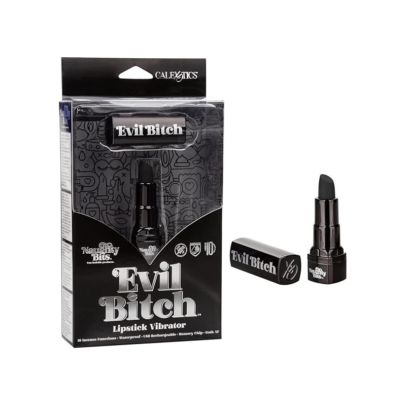 Evil Bitch Labial Vibrador Negro | Calexotics Potente, Discreto y Estimulante