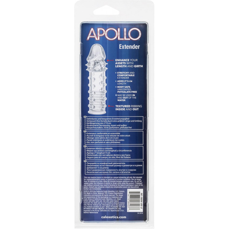 Apollo Extensión Texturizada Transparente Calexotics | Aumenta Tamaño, Grosor y Estimulación