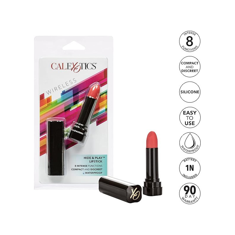 Hide & Play Lipstick Rojo Calexotics | Vibrador Recargable Discreto y Potente