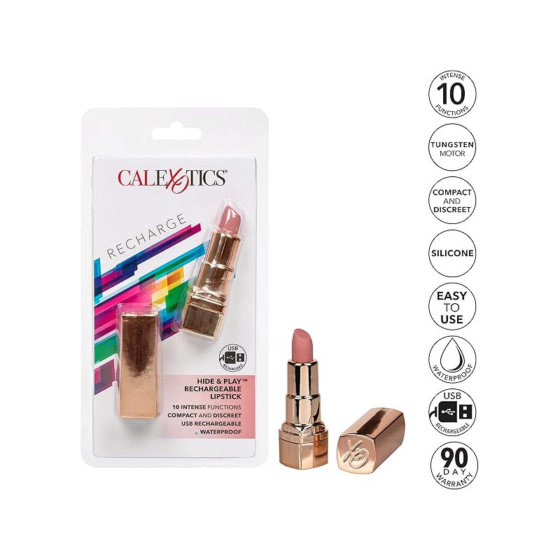 Hide & Play Lipstick Rosa Calexotics | Vibrador Recargable Discreto y Elegante