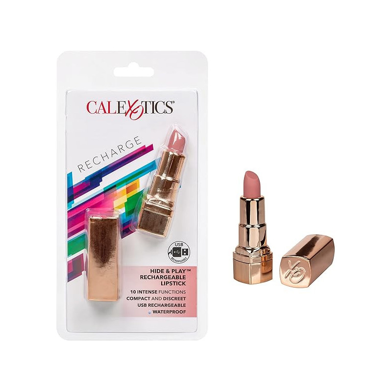 Hide & Play Lipstick Rosa Calexotics | Vibrador Recargable Discreto y Elegante