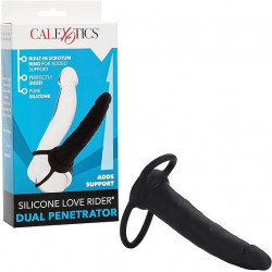 Dual Penetrator Negro Love Rider Calexotics | Doble Estimulación con Silicona Suave y Flexible