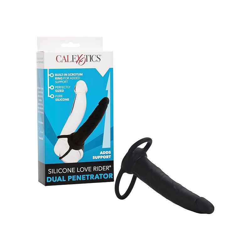 Dual Penetrator Negro Love Rider Calexotics | Doble Estimulación con Silicona Suave y Flexible
