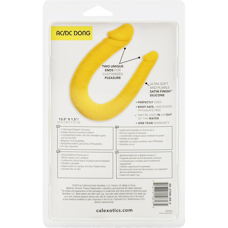 AC/DC Dong Amarillo Boundless Calexotics | Consolador Doble de Silicona para Doble Estimulación