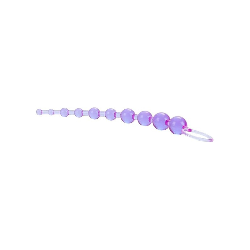 Rosario Anal X-10 Beads Morado Calexotics | Bolas Anales Flexibles para Estimulación Suave y Progresiva