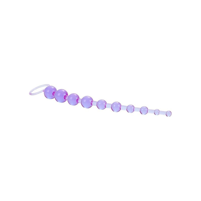 Rosario Anal X-10 Beads Morado Calexotics | Bolas Anales Flexibles para Estimulación Suave y Progresiva