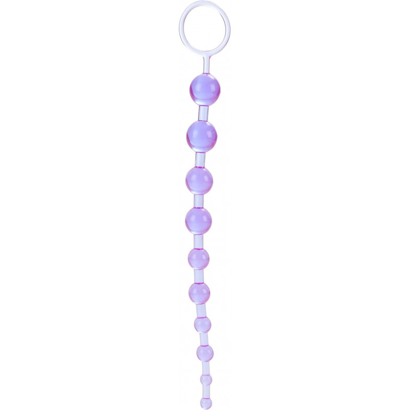 Rosario Anal X-10 Beads Morado Calexotics | Bolas Anales Flexibles para Estimulación Suave y Progresiva