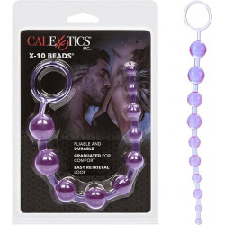 Rosario Anal X-10 Beads Morado Calexotics | Bolas Anales Flexibles para Estimulación Suave y Progresiva