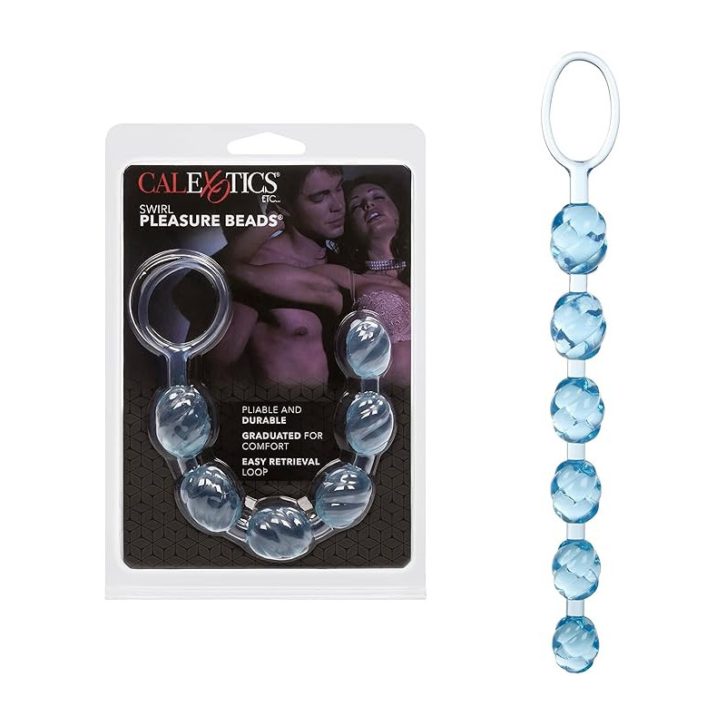 Rosario Anal Azul Swirl Pleasure Calexotics | Bolas Anales Espirales para Estimulación Intensa