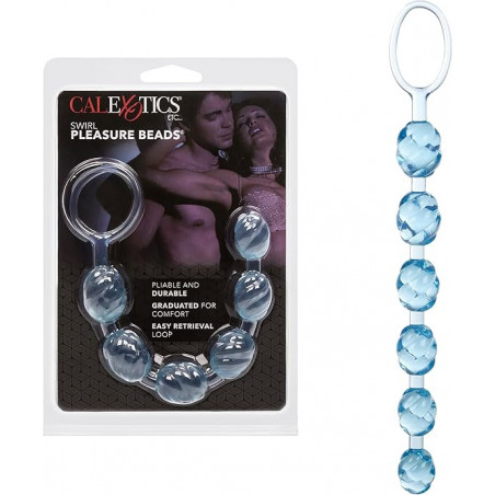 Rosario Anal Azul Swirl Pleasure Calexotics | Bolas Anales Espirales para Estimulación Intensa