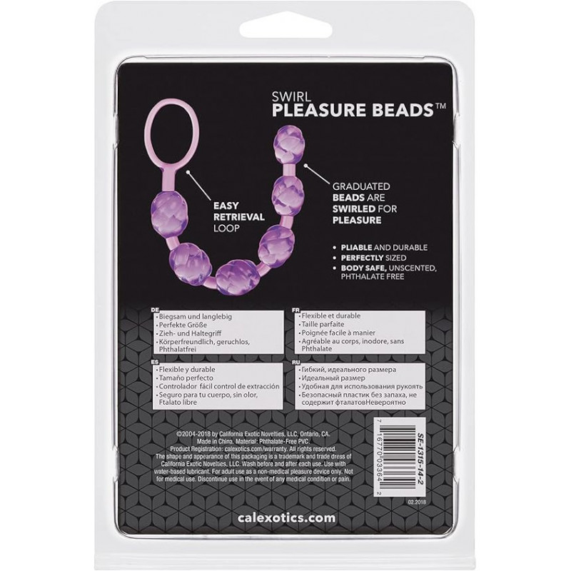 Rosario Anal Morado Swirl Pleasure Calexotics | Bolas Anales con Textura Espiral para Estimulación Intensa