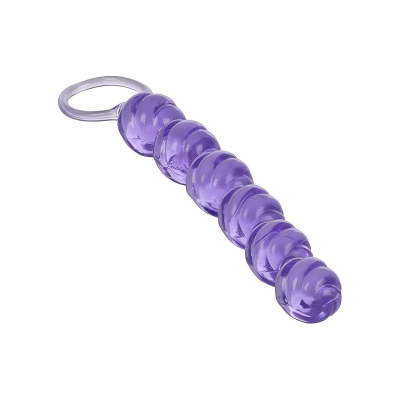 Rosario Anal Morado Swirl Pleasure Calexotics | Bolas Anales con Textura Espiral para Estimulación Intensa