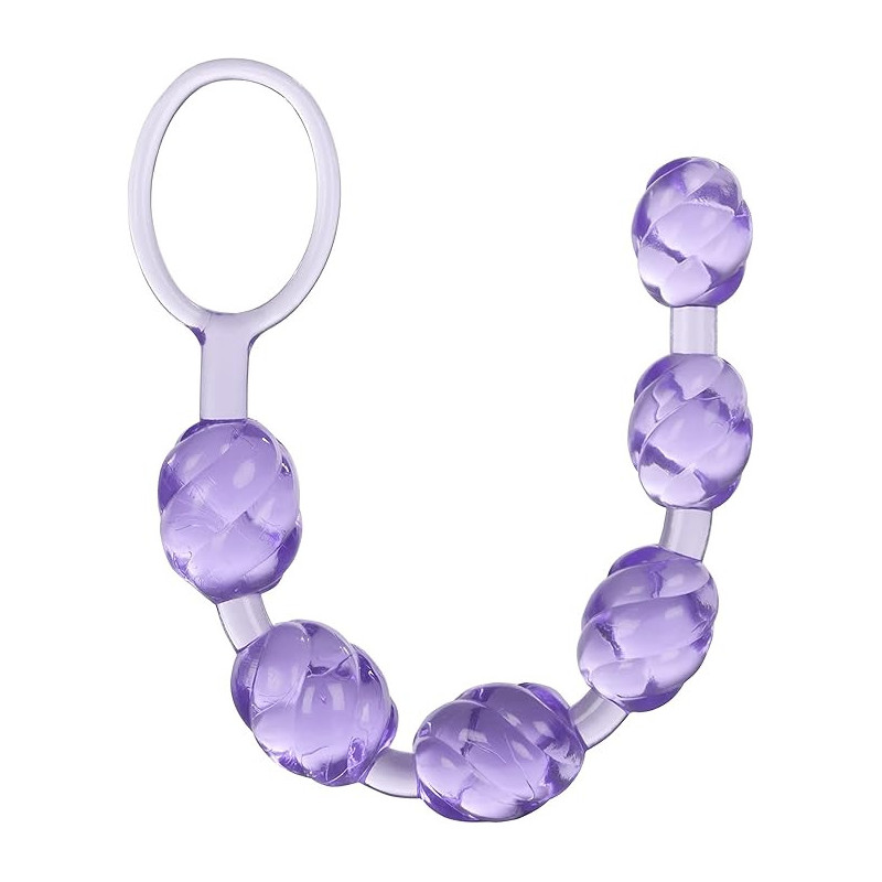 Rosario Anal Morado Swirl Pleasure Calexotics | Bolas Anales con Textura Espiral para Estimulación Intensa