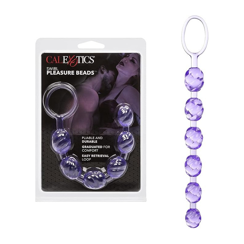 Rosario Anal Morado Swirl Pleasure Calexotics | Bolas Anales con Textura Espiral para Estimulación Intensa