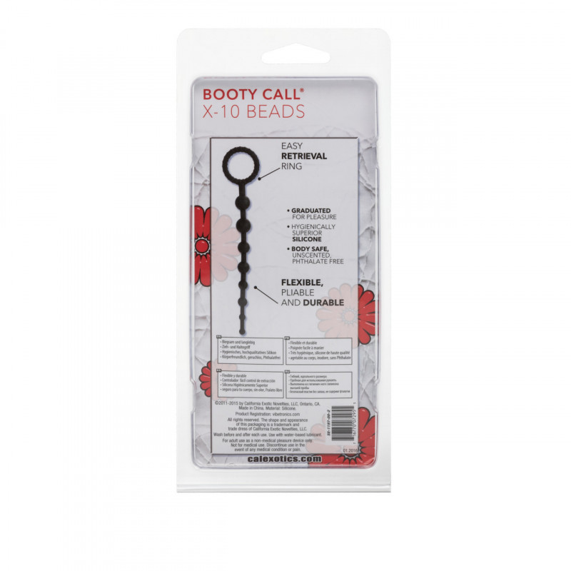 Rosario Anal Booty Call X-10 Negro Calexotics | Bolas Anales Flexibles para Estimulación Progresiva