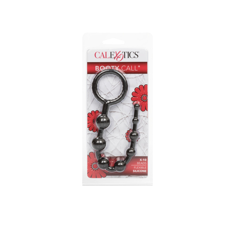 Rosario Anal Booty Call X-10 Negro Calexotics | Bolas Anales Flexibles para Estimulación Progresiva