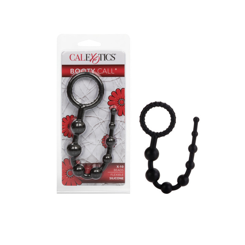 Rosario Anal Booty Call X-10 Negro Calexotics | Bolas Anales Flexibles para Estimulación Progresiva