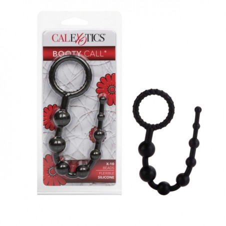 Rosario Anal Booty Call X-10 Negro Calexotics | Bolas Anales Flexibles para Estimulación Progresiva