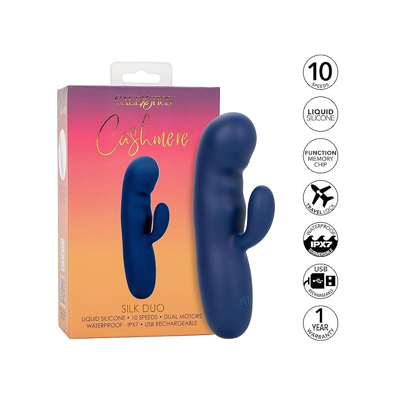 Vibrador Cashmere Silk Duo Calexotics | Estimulación Doble con Silicona Suave y Vibraciones Poderosas