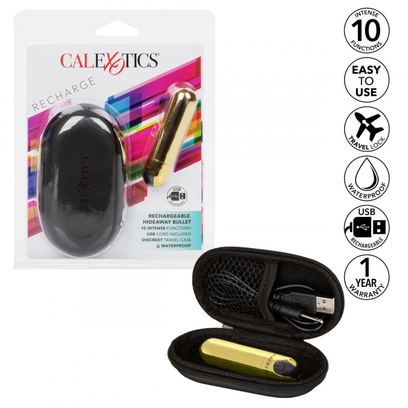 Bala Vibradora Dorada Hideaway Calexotics | Recargable, Compacta y Elegante