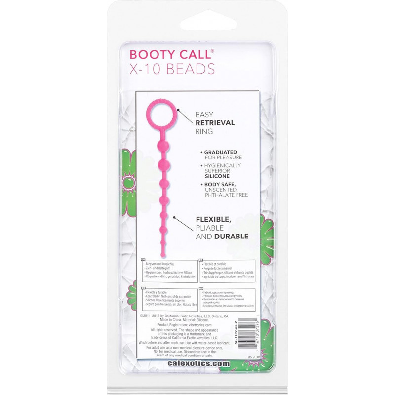 Rosario Anal Booty Call X-10 Rosa Calexotics | Perlas Anales Flexibles para Principiantes