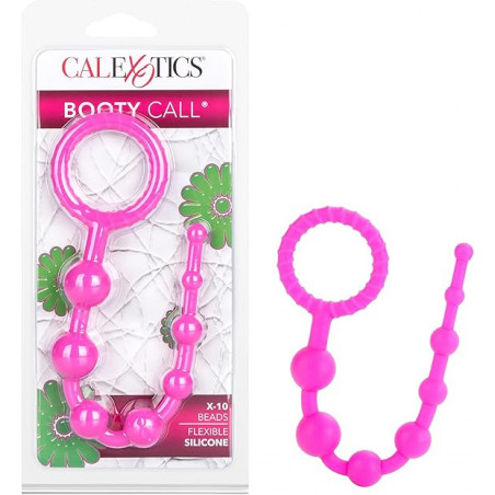 Rosario Anal Booty Call X-10 Rosa Calexotics | Perlas Anales Flexibles para Principiantes
