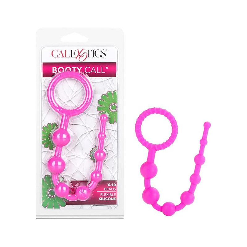 Rosario Anal Booty Call X-10 Rosa Calexotics | Perlas Anales Flexibles para Principiantes