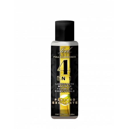 Gel Lubricante Comestible 4 en 1 | Feel Love Plátano Excitante | Efecto Térmico