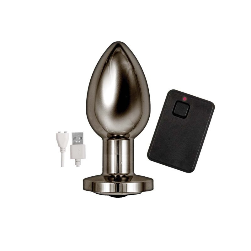 Ass-Station Plug Anal Metálico Vibrador con Control Remoto Negro | Nasstoys
