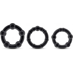Stay Hard Black Beaded Penis Rings Kit 3 Pzas | Anillos para Pene con Textura – Blush