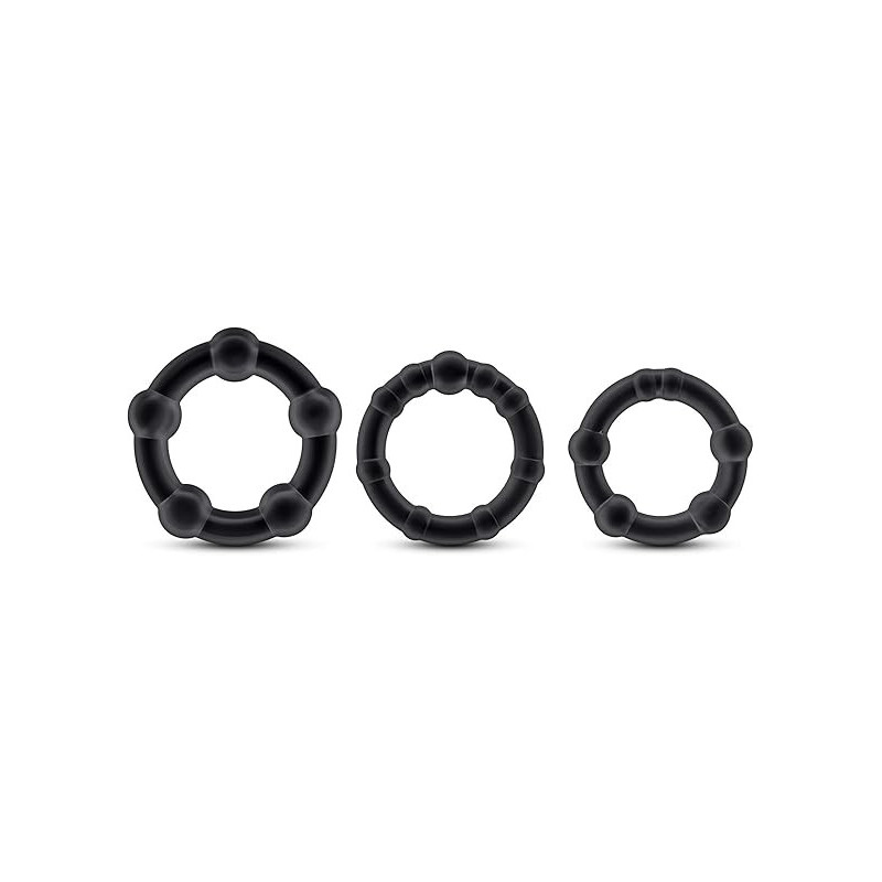 Stay Hard Black Beaded Penis Rings Kit 3 Pzas | Anillos para Pene con Textura – Blush