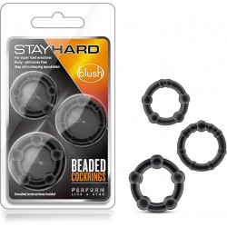 Stay Hard Black Beaded Penis Rings Kit 3 Pzas | Anillos para Pene con Textura – Blush