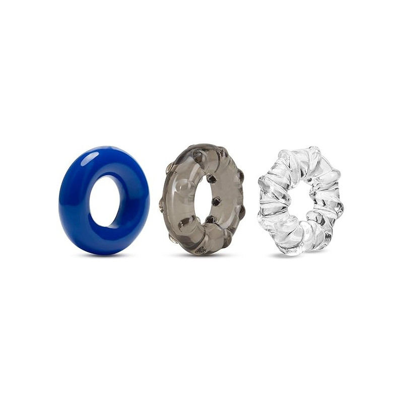 Stay Hard Triple Stretch Penis Rings Kit 3 Pzas | Anillos para Pene Ultra Flexibles – Blush