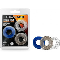 Stay Hard Triple Stretch Penis Rings Kit 3 Pzas | Anillos para Pene Ultra Flexibles – Blush