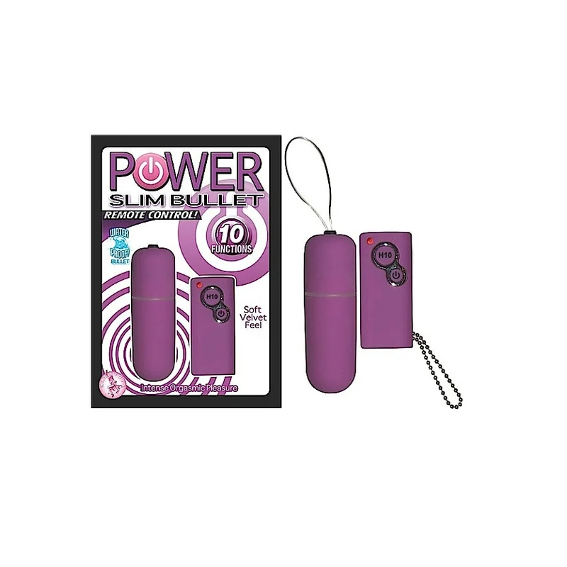 Power Slim Bullet Morada con Control Remoto | Nasstoys | Bala Vibradora Recargable