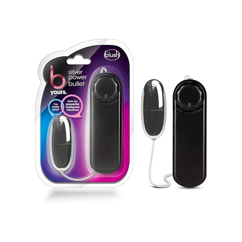 B Yours Silver Power Vibrating Bullet Negra 2" | Bala Vibradora Compacta – Blush